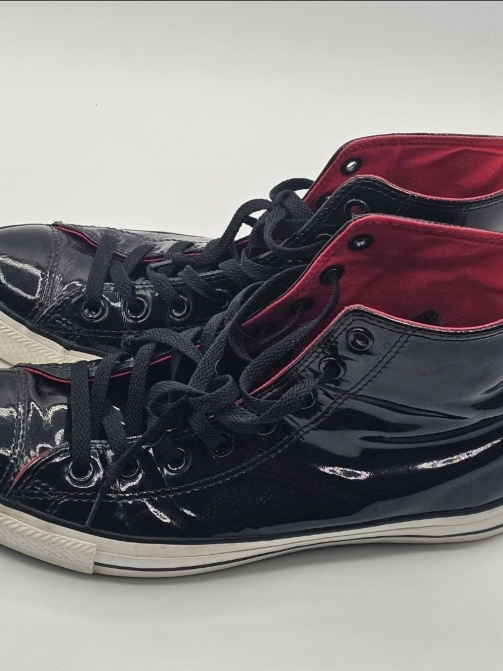 Converse All Star Hi Patent Leather Black Unisex Sneakers Mens 9.5 Womens 11.5
